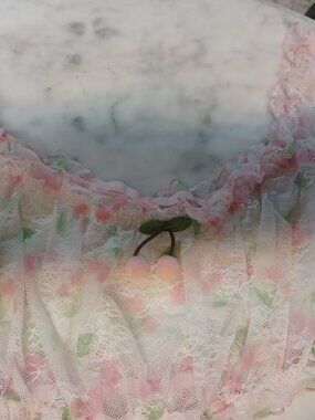 Plus Size Women's Sheer Lacey Lingerie Top 3XL Pink & White